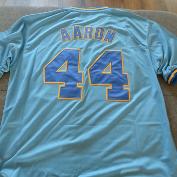Brand NEW Milwaukee Brewers #44 Hank Aaron Jersey Size Men's X-Large - Picture 6 of 10